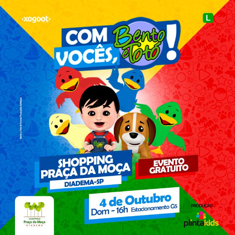 Bento e Totó chegam a Diadema para show gratuito em comemoração ao Dia das Crianças